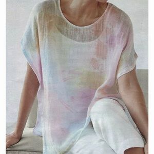 J. Jill Linen Pastel Watercolor Poncho NWT M/L
